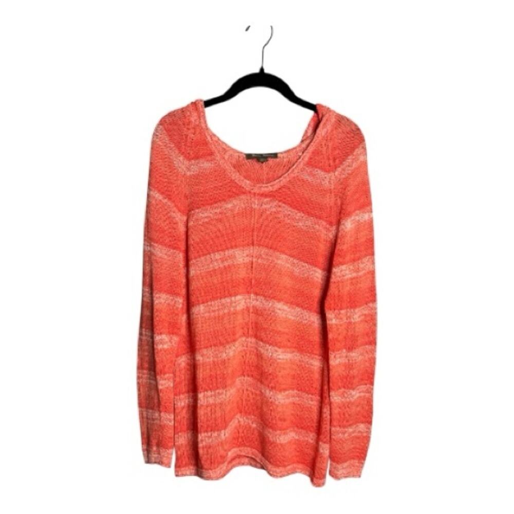 Tommy Bahama Light Orange White Striped Hooded Sweater Medium